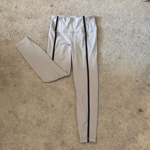 Yogalicious Gray/ Purple Ish Leggings with Black Stripes